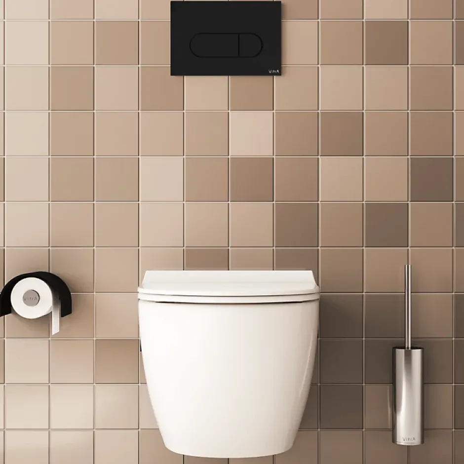 Vitra Pack WC suspendu Sento blanc + bâti autoportant V-Fix Core + Plaque Round Noir mat* Wc Suspendu