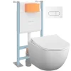 Vitra Pack WC suspendu Sento blanc mat + bâti autoportant V-Fix Core + Plaque Round Blanche* Wc Suspendu