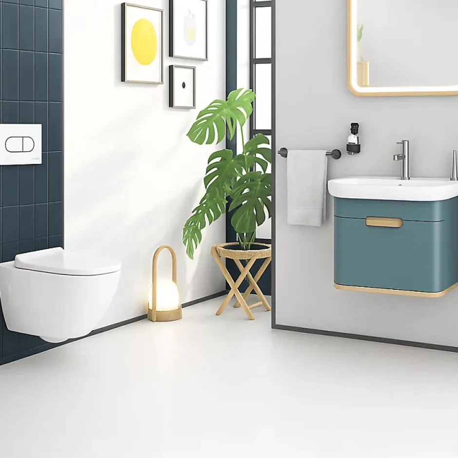 Vitra Pack WC suspendu Sento blanc + bâti autoportant V-Fix Core + Plaque Round Blanche