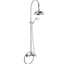 Paffoni Ricordi Colonne de douche vintage complète avec mélangeur + Douchette à main + Flexible, Chrome (ZCOL000)