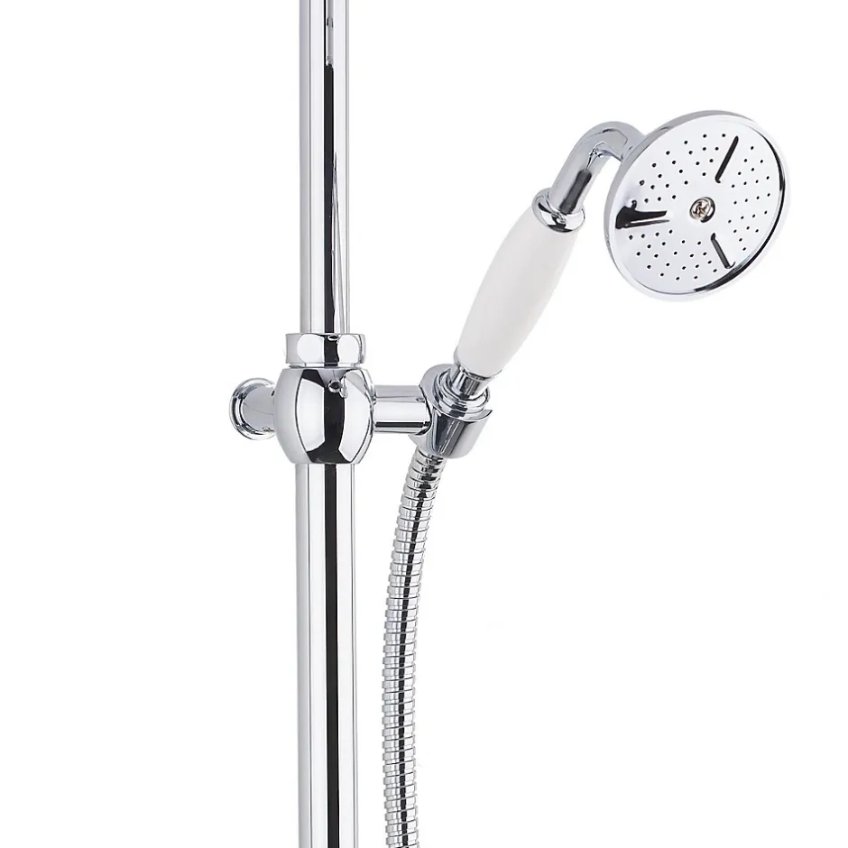 Paffoni Ricordi Colonne de douche vintage complète avec mélangeur + Douchette à main + Flexible, Chrome (ZCOL000)