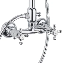 Paffoni Ricordi Colonne de douche vintage complète avec mélangeur + Douchette à main + Flexible, Chrome (ZCOL000)