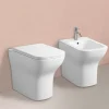 Kiamami Valentina Paire Bidet + Installation De Toilette Au Sol Affleurante Au Mur En Céramique Blanche* Wc À Poser