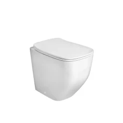 Kiamami Valentina Paire D'appareils Sanitaires Sur Pied, Blanc Brillant, Avec Abattants De Toilettes