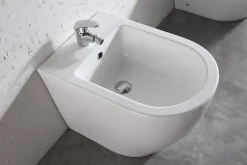 Laneri Paire de Sanitaires Bent Rimless - Cuvette + Bidet Mural au Sol Blanc Brillant - Sans Bride, Abattant Soft-Close