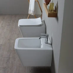 Kiamami Valentina Paire De Sanitaires Suspendus Wc Et Bidet En Céramique Avec Émail Antibactérien Et Système Rimless - Rock* Wc Suspendu