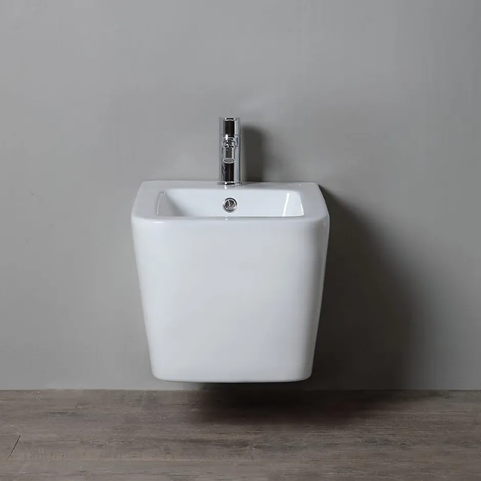 Kiamami Valentina Paire De Sanitaires Suspendus Wc Et Bidet En Céramique Avec Émail Antibactérien Et Système Rimless - Rock* Wc Suspendu