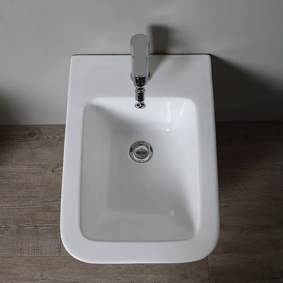 Kiamami Valentina Paire De Sanitaires Suspendus Wc Et Bidet En Céramique Avec Émail Antibactérien Et Système Rimless - Rock* Wc Suspendu