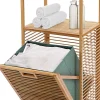 Giantex Panier à Linge en Bambou, Étagère Résistant à la Corrosion et aux Mites, Idéal pour Salle de Bain, Chambre, Balcon, Marron et Vert* Meuble De Salle De Bains Faible Profondeur