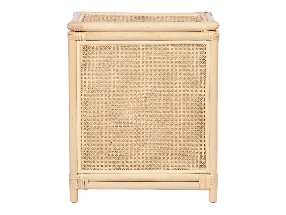 Vente-unique Panier à linge en rotin finition cannage avec couvercle - L. 45 x P. 33 x H. 56 cm - Naturel - CALYMA