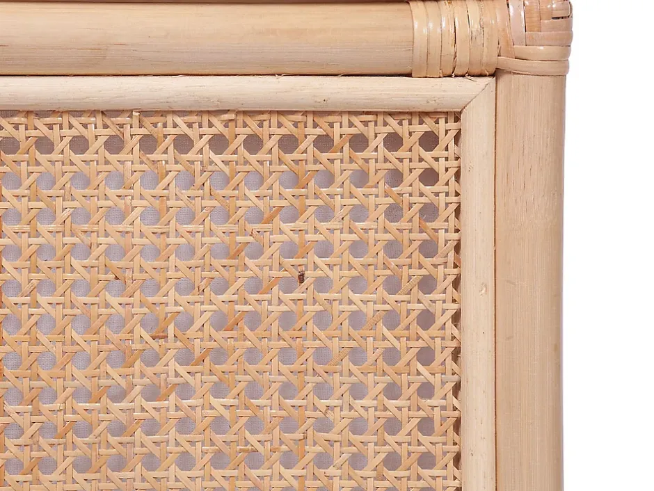 Vente-unique Panier à linge en rotin finition cannage avec couvercle - L. 45 x P. 33 x H. 56 cm - Naturel - CALYMA