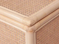 Vente-unique Panier à linge en rotin finition cannage avec couvercle - L. 45 x P. 33 x H. 56 cm - Naturel - CALYMA