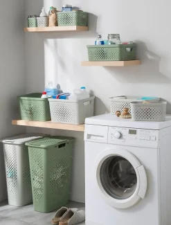 Sundis Panier à linge vert 40L en polypropylène, Pixel