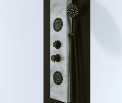Laneri panneau de douche avec robinets noirs, 3 Fonctions en Effect Pierre gris, pommeau douche, douche à main, gets hydromassage* Colonne De Douche Hydromassante