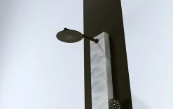 Laneri panneau de douche avec robinets noirs, 3 Fonctions en Effect Pierre gris, pommeau douche, douche à main, gets hydromassage* Colonne De Douche Hydromassante