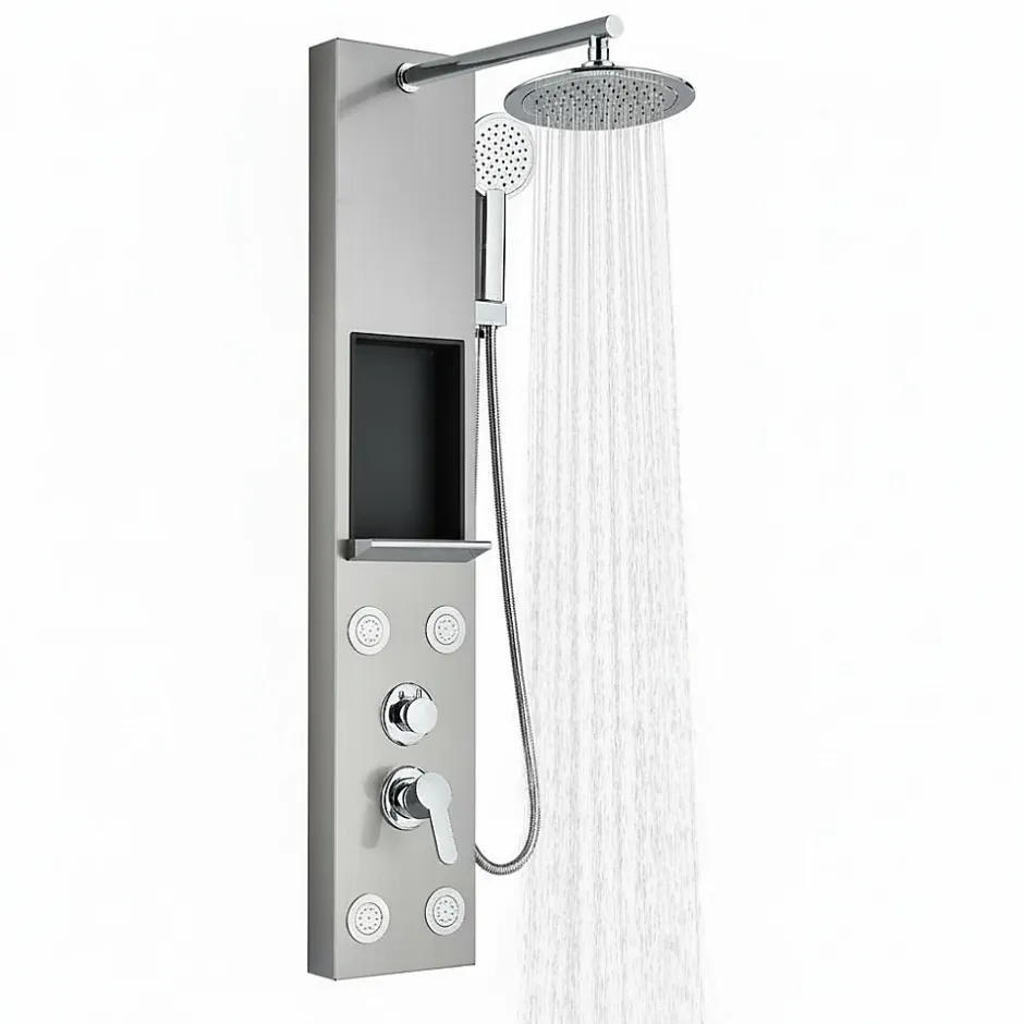 Signature Panneau de Douche en Laiton Massif, Jets Hydromassants, Douche Effet Pluie XXL* Robinet De Douche