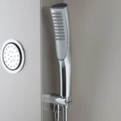 Kiamami Valentina Panneau De Douche Hydromassante En Acier Brossé Chromé H 150Cm* Pommeau De Douche, Flexible Et Barre De Douche