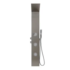 Kiamami Valentina Panneau De Douche Hydromassante En Acier Brossé Chromé H 150Cm* Pommeau De Douche, Flexible Et Barre De Douche