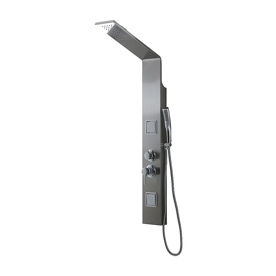 Kiamami Valentina Panneau De Douche Hydromassante En Acier Chromé Avec Design Carré