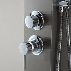Kiamami Valentina Panneau De Douche Hydromassante En Acier Chromé Avec Design Carré