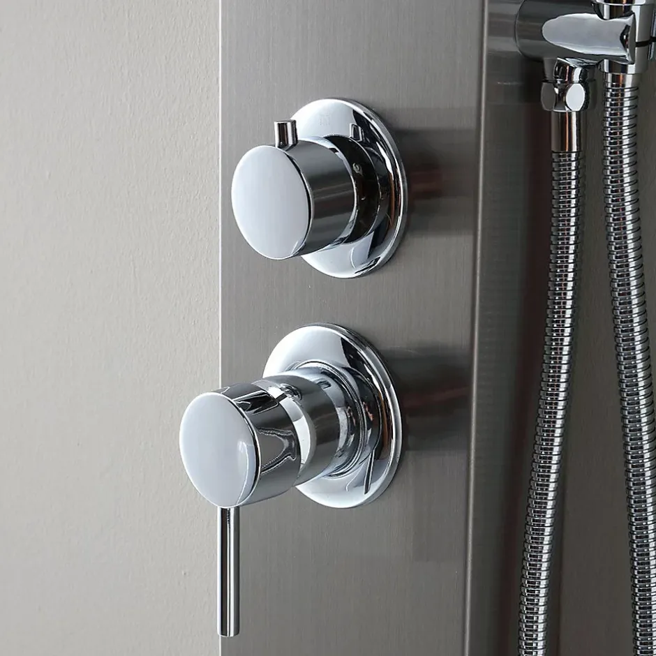 Kiamami Valentina Panneau De Douche Hydromassante En Acier Chromé Avec Design Carré