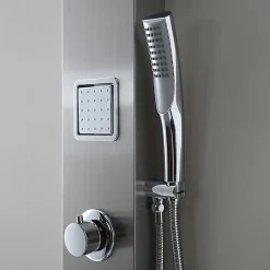 Kiamami Valentina Panneau De Douche Hydromassante En Acier Chromé Avec Design Carré