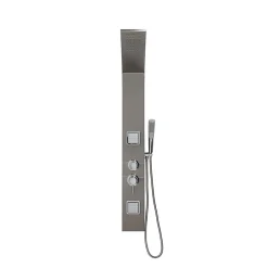 Kiamami Valentina Panneau De Douche Hydromassante En Acier Chromé Avec Design Carré