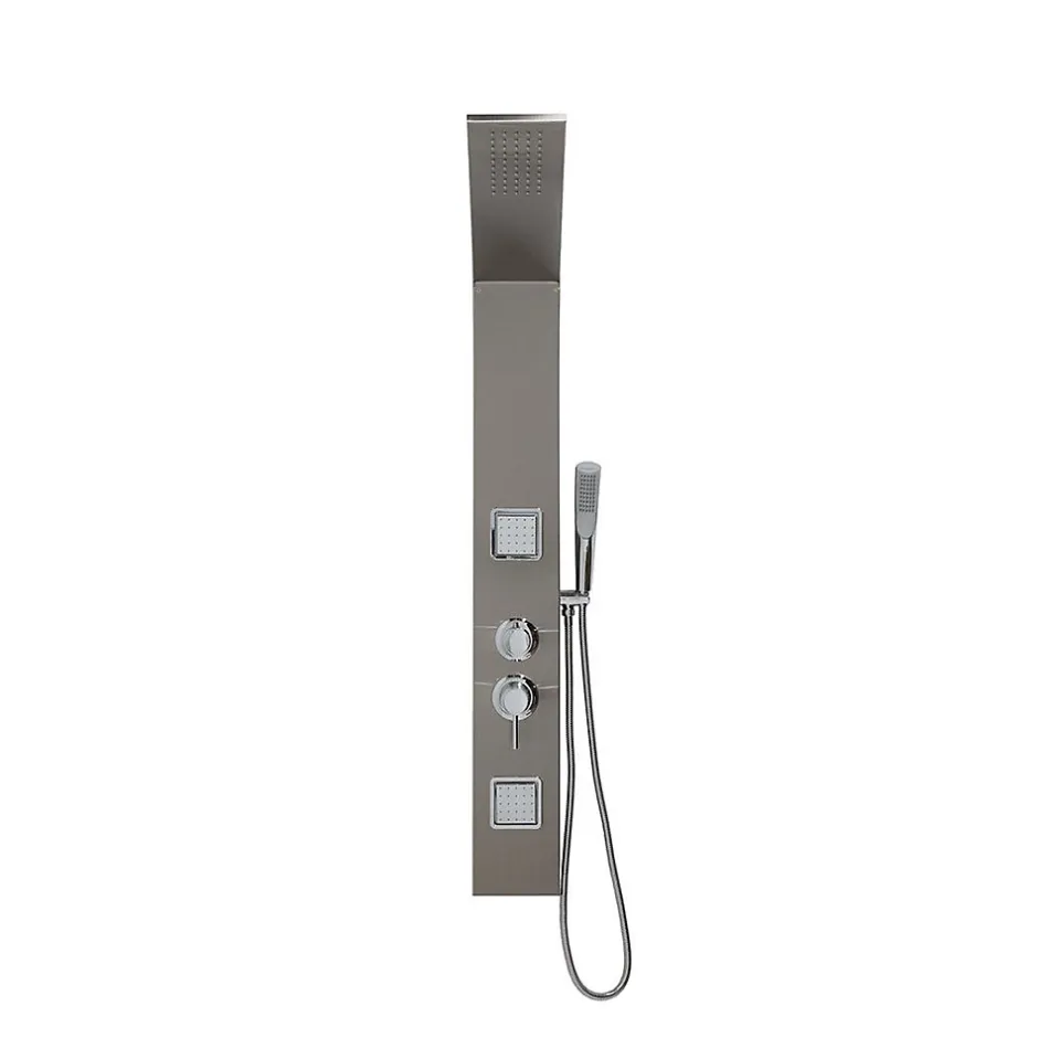 Kiamami Valentina Panneau De Douche Hydromassante En Acier Chromé Avec Design Carré