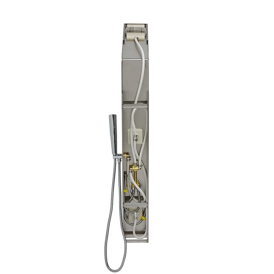 Kiamami Valentina Panneau De Douche Hydromassante En Acier Chromé Avec Design Carré