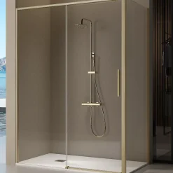 Kassandra Panneau de douche lateral fixe pour paroi de douche DELTA or brosse 66.5-69 cm