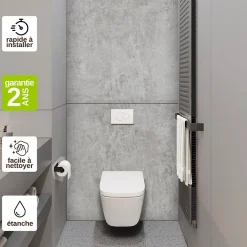 Kobert-in Panneau d'habillage pour bâti,support WC suspendu, 1200x1200x4 mm, finition Gris Béton, Urban Concrete KOBERT,IN* Wc Suspendu