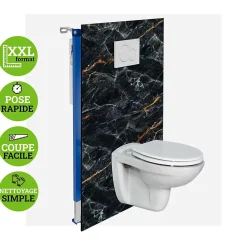Kobert-in Panneau d'habillage pour bâti,support WC suspendu, 1200x1200x4 mm, finition Marbre, Promise KOBERT,IN* Wc Suspendu