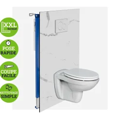 Kobert-in Panneau d'habillage pour bâti,support WC suspendu, 1200x1200x4 mm, finition Marbre Blanc, Mud KOBERT,IN* Wc Suspendu