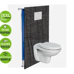 Kobert-in Panneau d'habillage pour bâti,support WC suspendu, 1200x1200x4 mm, finition Pierre Noir, Manson KOBERT,IN* Wc Suspendu