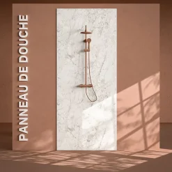 Mon Marché Déco Panneau Douche PVC Marbre de Carrare - L. 240 x l. 100 x ép. 1 cm