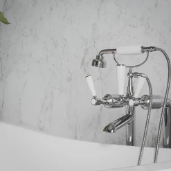 Mon Marché Déco Panneau Douche PVC Marbre de Carrare - L. 240 x l. 100 x ép. 1 cm