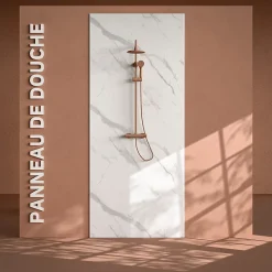Mon Marché Déco Panneau Douche PVC Marbre Calacatta - L. 240 x l. 100 x ép. 1 cm* Panneau Mural De Salle De Bains