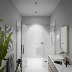 Mon Marché Déco Panneau Douche PVC Marbre Calacatta - L. 240 x l. 100 x ép. 1 cm* Panneau Mural De Salle De Bains