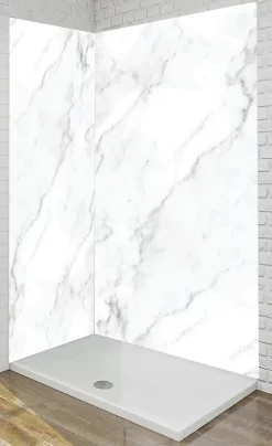 Ma nouvelle décoration Panneau Mural Alu Douche salle de bain MARBRE BLANC Mat 120 cm x 210 cm Ma Nouvelle Déco