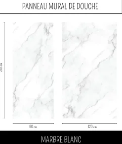 Ma nouvelle décoration Panneau Mural Alu Douche salle de bain MARBRE BLANC Mat 120 cm x 210 cm Ma Nouvelle Déco