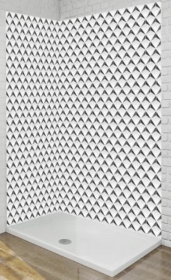 Ma nouvelle décoration Panneau Mural Alu Douche salle de bain EDOUARD gris et blanc 120 cm x 210 cm Ma Nouvelle Déco* Panneau Mural De Salle De Bains