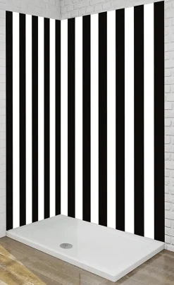 Ma nouvelle décoration Panneau Mural Alu Douche salle de bain CHANTAL noir et blanc 120 cm x 210 cm Ma Nouvelle Déco* Panneau Mural De Salle De Bains