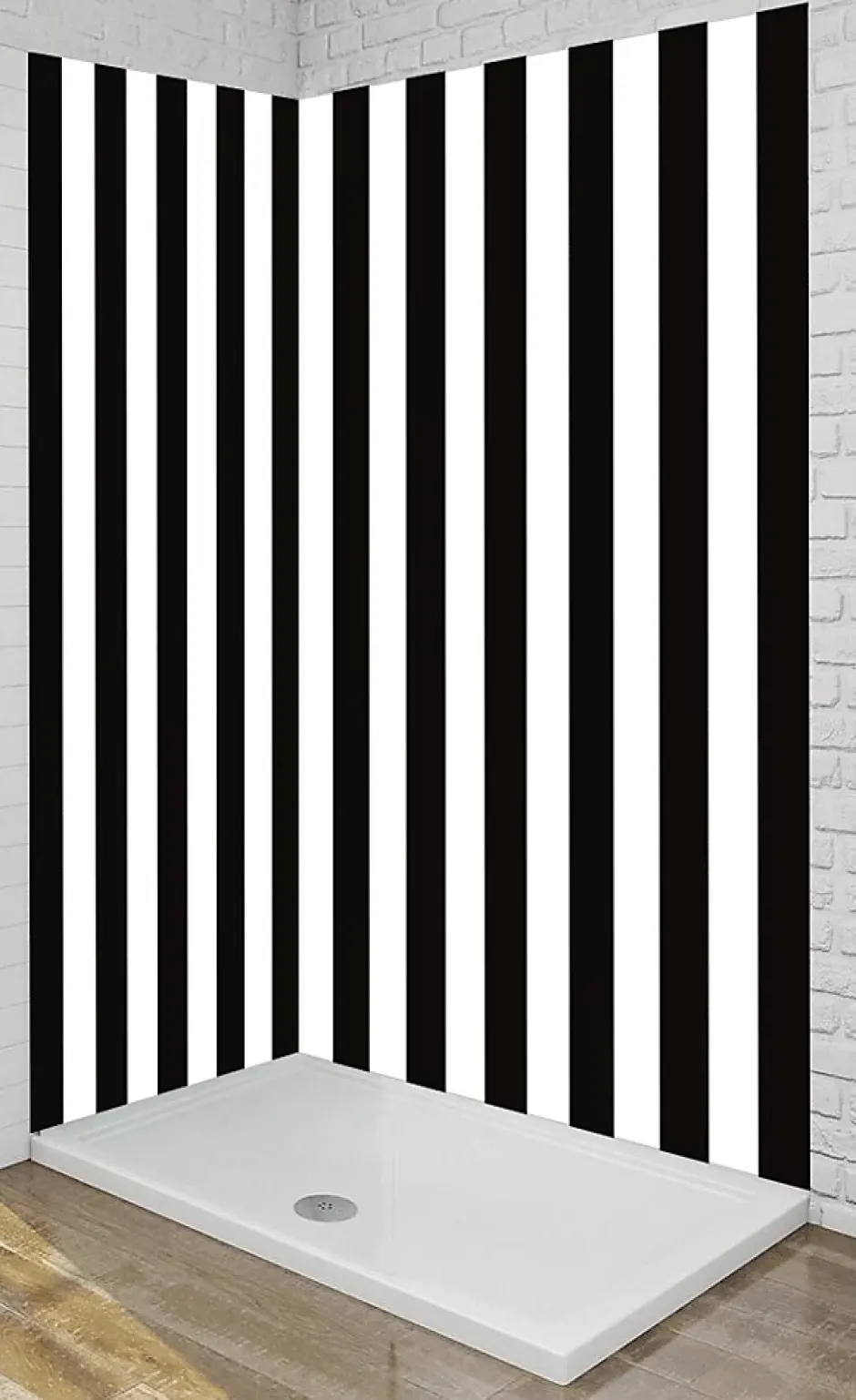 Ma nouvelle décoration Panneau Mural Alu Douche salle de bain CHANTAL noir et blanc 120 cm x 210 cm Ma Nouvelle Déco* Panneau Mural De Salle De Bains