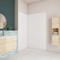 AICA Sanitaire Panneau mural de douche blanc 100x80x210cm,Panneaux muraux salle de bain habillage mural aluminium,avec 2 profilés de finition* Panneau Mural De Salle De Bains
