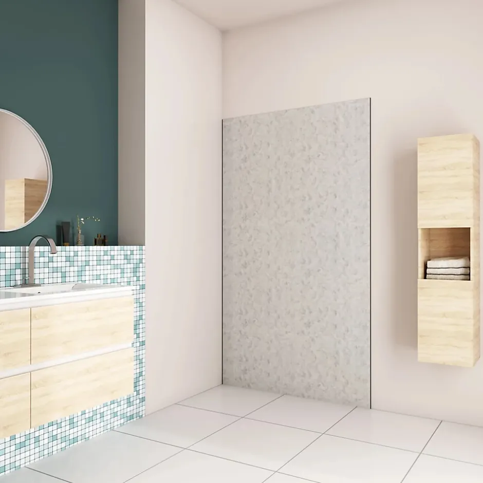 AICA Sanitaire Panneau mural de douche Béton gris 90x210cm,Panneaux muraux salle de bain habillage mural aluminium
