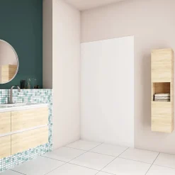 AICA Sanitaire Panneau mural de douche blanc 100x210cm,Panneaux muraux salle de bain habillage mural aluminium