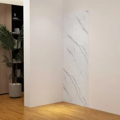 AICA Sanitaire Panneau mural de douche effet blanc marbre 80 x 210 cm mural aluminium avec 1 profile - Étanche, durable et facile à nettoyer