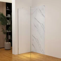 AICA Sanitaire Panneau mural de douche effet blanc marbre 80 x 210 cm mural aluminium avec 1 profile - Étanche, durable et facile à nettoyer