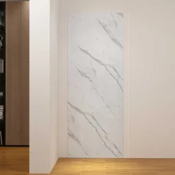 AICA Sanitaire Panneau mural de douche effet blanc marbre 80 x 210 cm mural aluminium avec 1 profile - Étanche, durable et facile à nettoyer