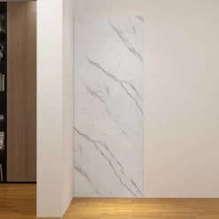 AICA Sanitaire Panneau mural de douche effet blanc marbre 100 x 210 cm mural aluminium - Étanche, durable et facile à nettoyer* Panneau Mural De Salle De Bains